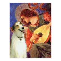 Angel with Mandolin - Borzoi Postcard