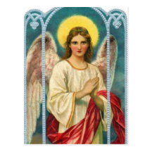 Angel With Pink Ribbon Triptych Postcard