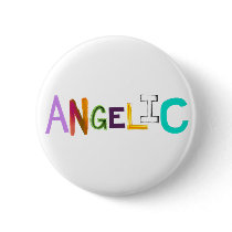 Angelic fun colourful word art sweet angel good button