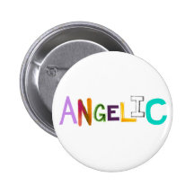 Angelic fun colourful word art sweet angel good button