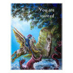ANGELICA  AND SEA DRAGON, parchment Personalized Invite