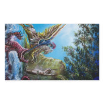 ANGELICA  AND SEA DRAGON RECTANGLE STICKERS