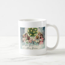 Angels Around Christmas Tree Coffee Mugs