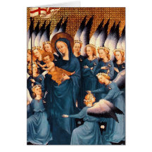Angels Around Virgin and Christ Child Greeting Cards