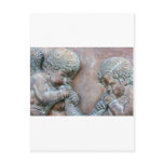Angels blowing trumpets copper aged relief post cards
