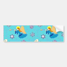 Angels in Blue – Snowflakes & Trumpets Bumper Sticker