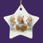 Angels in Manger Ceramic Ornament ornaments