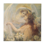 Angel's Message, Swinstead, Vintage Victorian Art Ceramic Tile