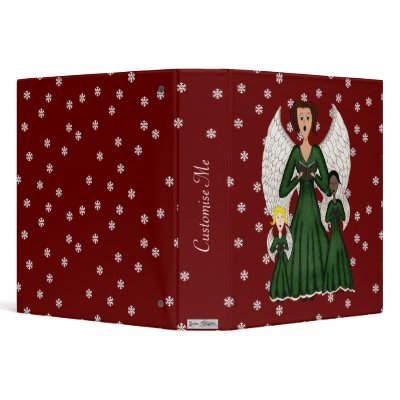 Angels Singing Carols (Green) 3 Ring Binder by Lace9lives