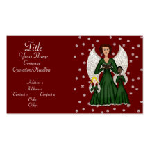 Angels Singing Carols (Green) Business Card Templates