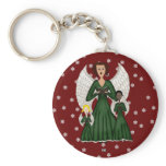 Angels Singing Carols (Green) Keychains