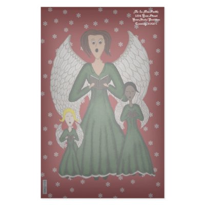 Angels Singing Carols (Green) Stationery by Lace9lives