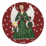 Angels Singing Carols (Green) Stickers