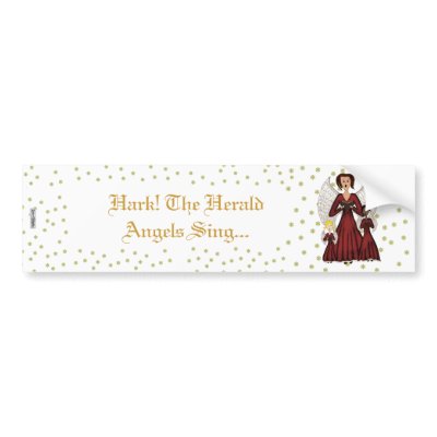 Angels Singing Carols (Red) Bumper Stickers by Lace9lives