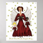 Angels Singing Carols (Red) Poster