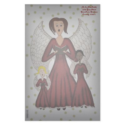 Angels Singing Carols (Red) Custom Stationery by Lace9lives