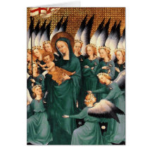 Angels Surrounding Virgin & Child - Wilton Diptych Greeting Card