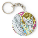 Angels Walk On 4 Paws Round Keychain
