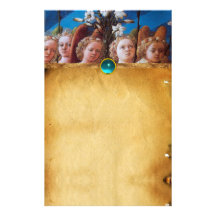 ANGELS WITH WHITE LILIES  Parchment Blue Sapphire Stationery Design