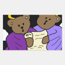 Anges d'ours de nounours de chant sticker en rectangle
