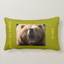 angry bear throw pillow