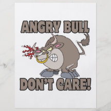 angry bull dont care funny cartoon parody personalized flyer