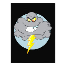 Angry Cartoon Black Cloud With Lightning Custom Announcement