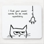 Angry Cat Chews up your Power Cords Mousepads