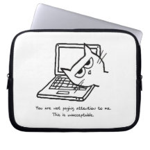Angry Cat Demands Attention Laptop Computer Sleeves
