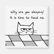Angry Cat Wants You Out of Bed Fridge Magnets