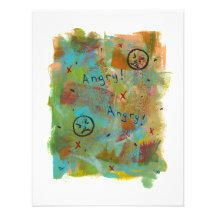 Angry grouchy yuck face mad fun contemporary art custom invite