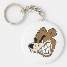 angry growling bear face key chains