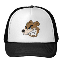 angry growling bear face trucker hats