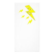 Angry Lightning Bolt. Yellow on White. Picture Card