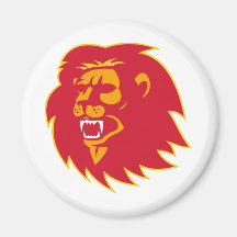 angry lion head roaring fridge magnet