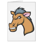 Angry Mad Wild Brown Horse Cartoon cards
