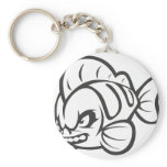 Angry Mad Wild Fish Outline Cartoon Keychains