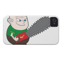 Angry man with chainsaw cartoon case-mate iphone 4 case