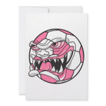 angry mean extreme soccer ball girls pink personalized invitations