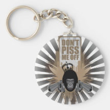 Angry Monkey with Gun Keychains