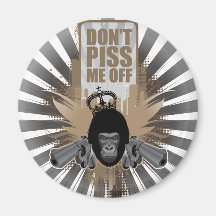 Angry Monkey with Gun Refrigerator Magnets