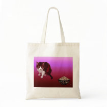 Angry Purple Kitten Tote Bag