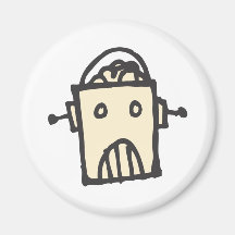 Angry Robot with Brain Fridge Magnet