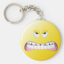 Angry Smiley Face Key Chain