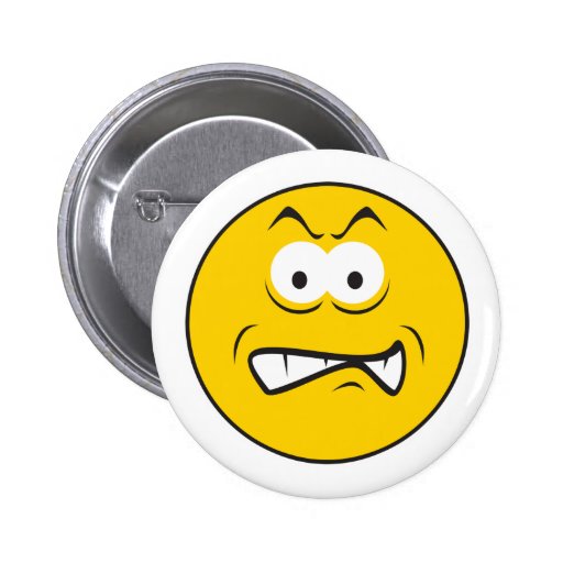 Angry Snarling Smiley Face Button