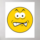 Angry Snarling Smiley Face Print