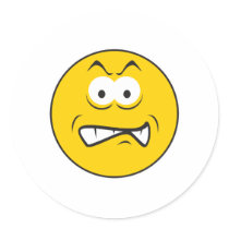 Angry Snarling Smiley Face Sticker