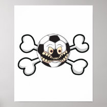 Angry soccer ball Skull and Crossbones Posters