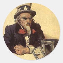 ANGRY UNCLE SAM ROUND STICKERS