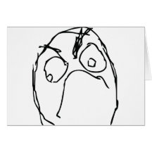 Angry Unhappy Meme Face Greeting Cards